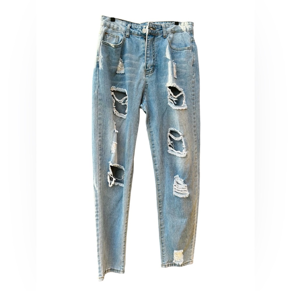 High Waist Jeans Distressed Light Wash Sz. Medium